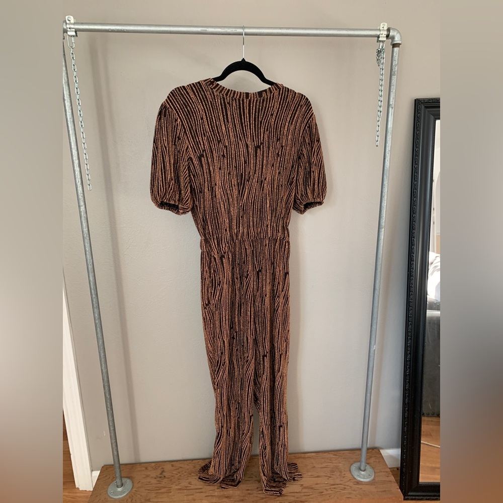 Peace ‘n Love short sleeve copper black jumpsuit MEDIUM CRSA 80s style retro fit